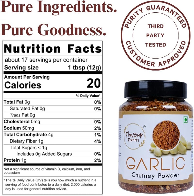 Flavour Drum Garlic Chutney Powder, 7 oz (200 g) | Healthy and Fresh - Image 2